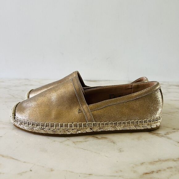 COACH Casey Metallic Gold Leather Slip-On Espadrille Flats - US 8 - Picture 6 of 10